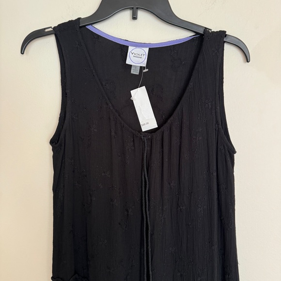 Violet Weekend Floral Eyelet Embroidered Midi Tiered Dress Black Size S - Picture 4 of 7